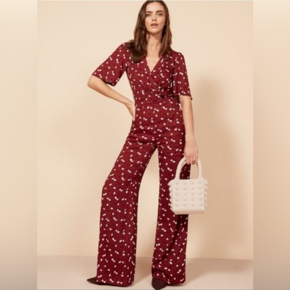 Reformation Alice Red Floral Jumpsuit | Romper | Great Condition